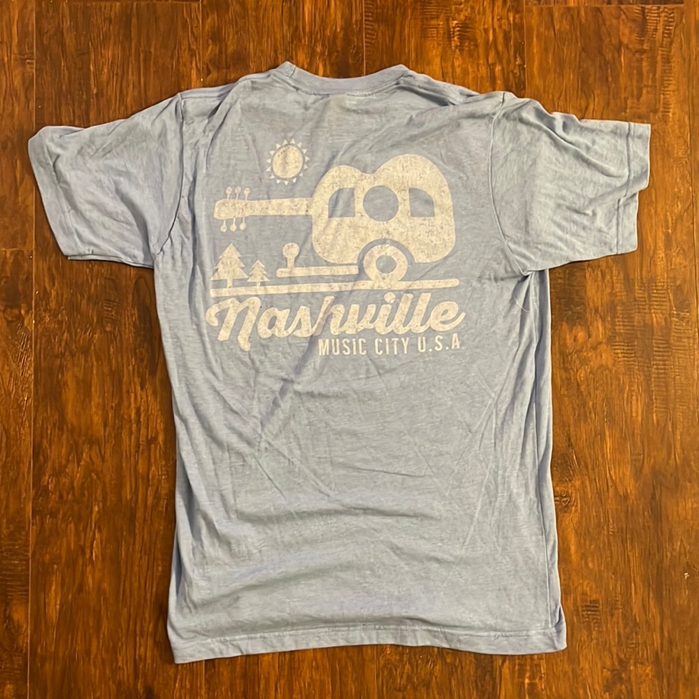 Nashville Music City Tshirt Soft Stretch Blue Medium